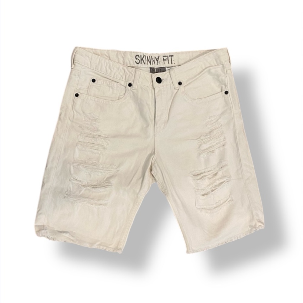 H&M Divided White Distressed Denim Jean Cut Off Shorts Frayed Women’s Size 8